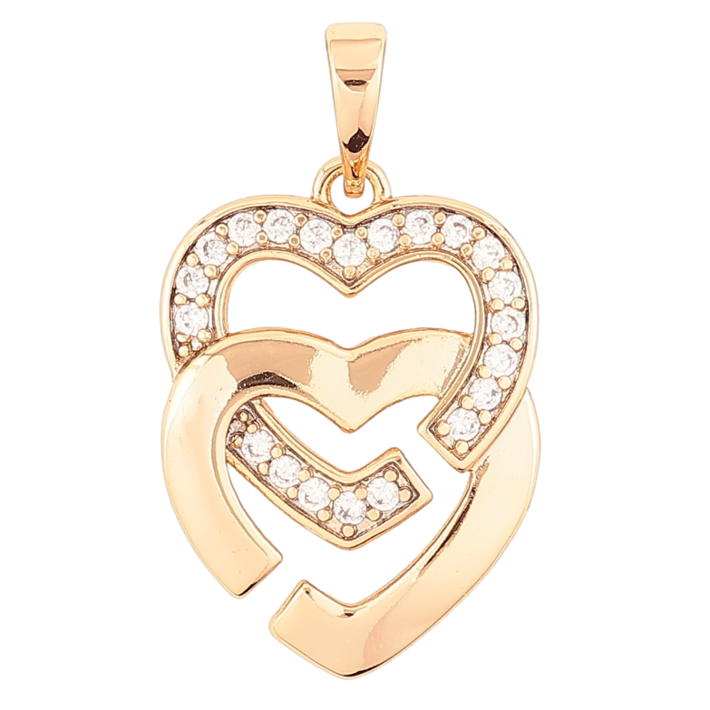 Кулон Xuping Позолота 18K Сердечки с цирконием для цепочки до 6мм фото №1