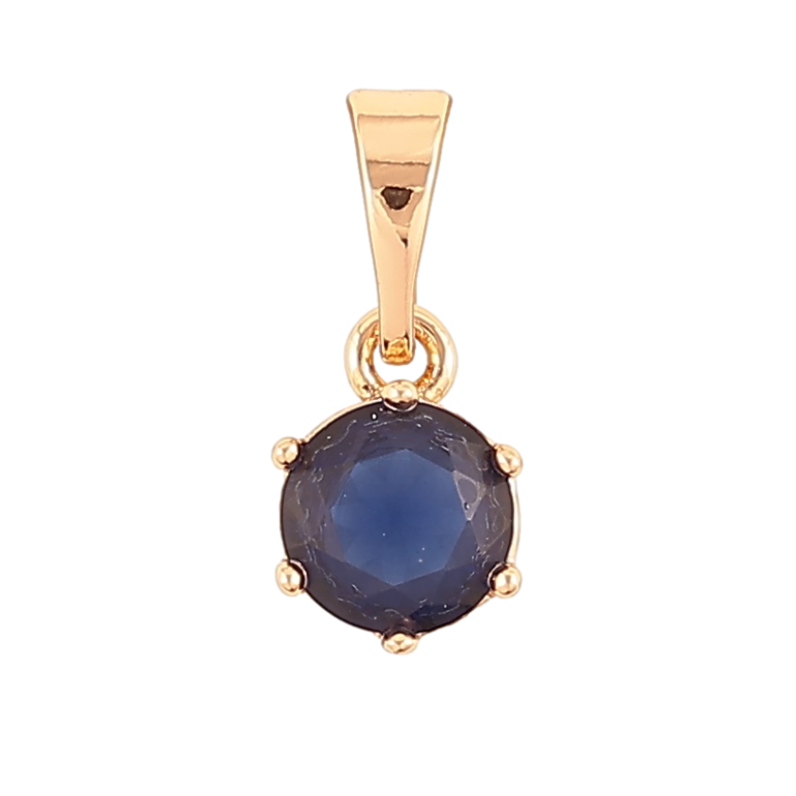 Кулон Xuping Позолота 18K «Синій фіаніт, ø 6мм» для ланцюжка до 5мм фото №1