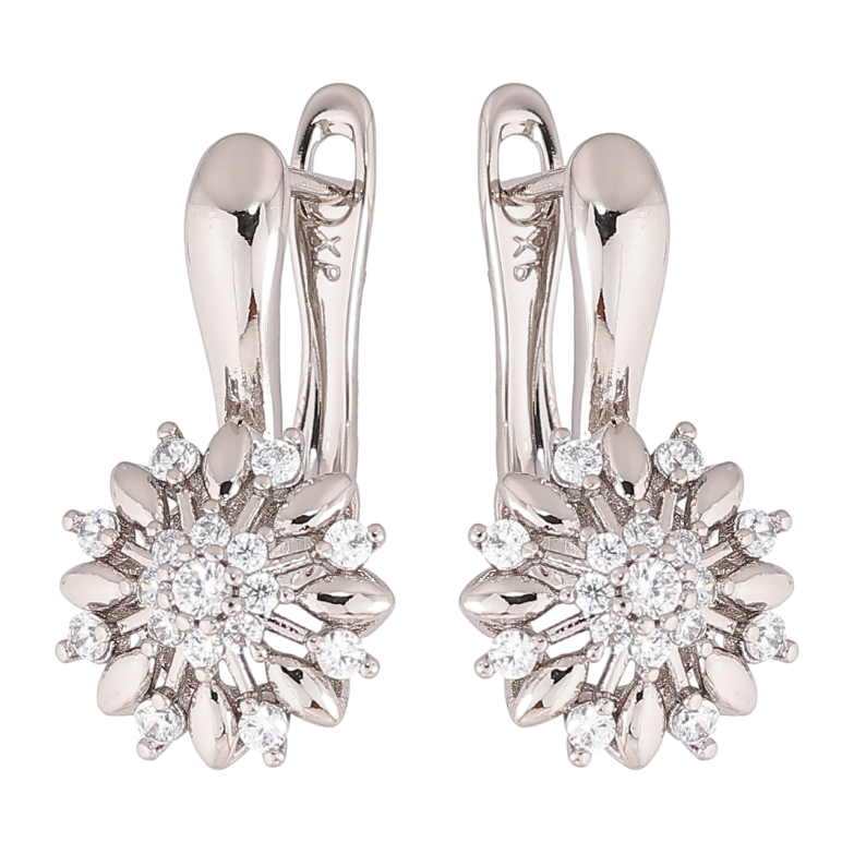 Сережки Xuping Родій англійський замок «Квіточки з цирконієм» фото №1