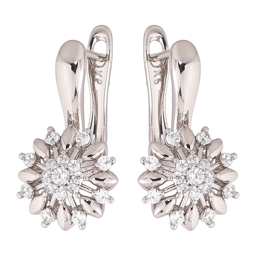 Сережки Xuping Родій англійський замок «Квіточки з цирконієм» фото №1