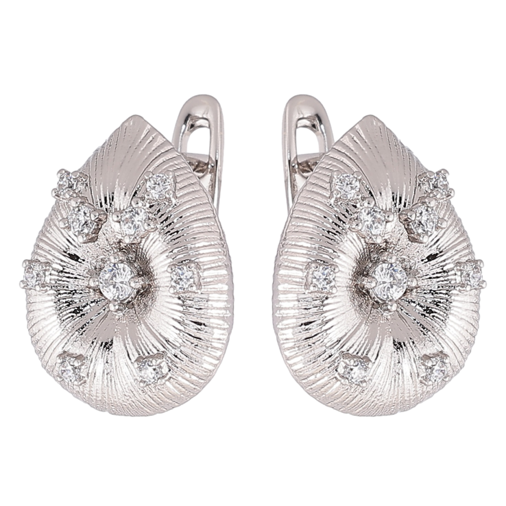 Серьги Xuping Родий английский замок Декоративные капельки с узором цирконием фото №7