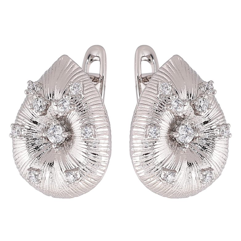 Серьги Xuping Родий английский замок Декоративные капельки с узором цирконием фото №1