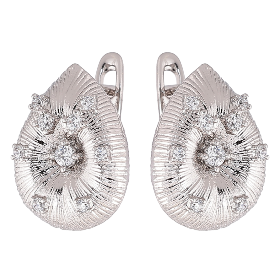 Серьги Xuping Родий английский замок Декоративные капельки с узором цирконием фото №1