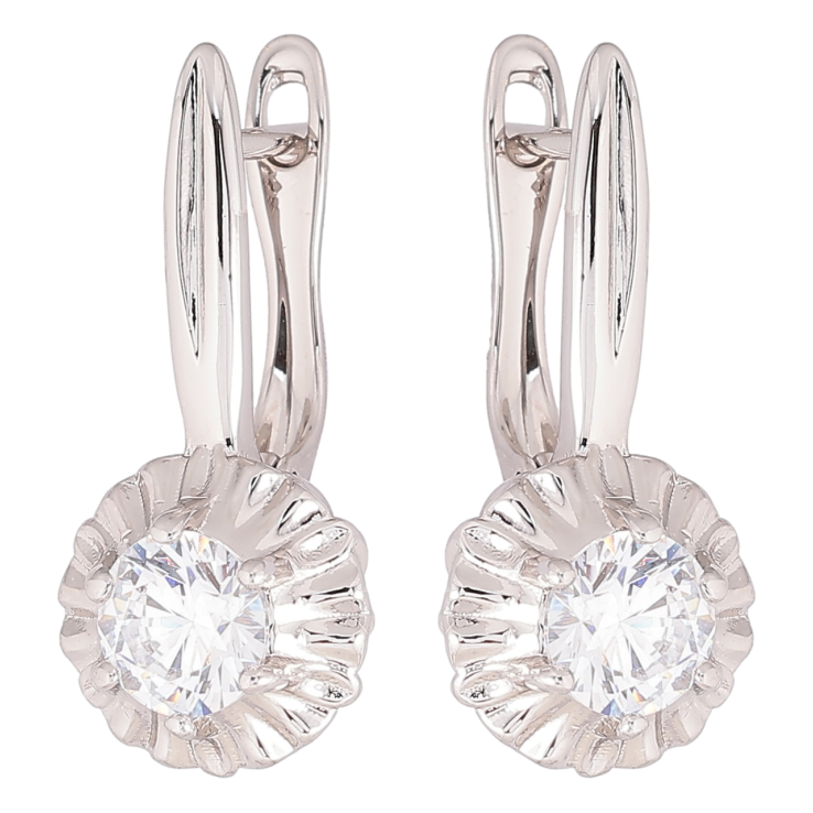 Серьги Xuping Родий английский замок Цветочки с фианитами фото №23