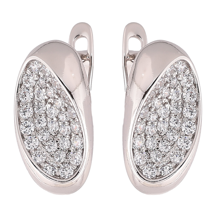 Серьги Xuping Родий английский замок Овалы с инкрустацией цирконием фото №20