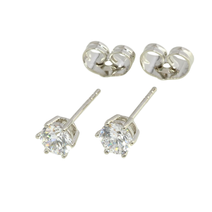 Серьги Xuping Родий пусеты Фианит в 6-ти крапановой оправе ø 5мм фото №14 Серьги Xuping Родий пусеты Фианит в 6-ти крапановой оправе ø 5мм фото №14