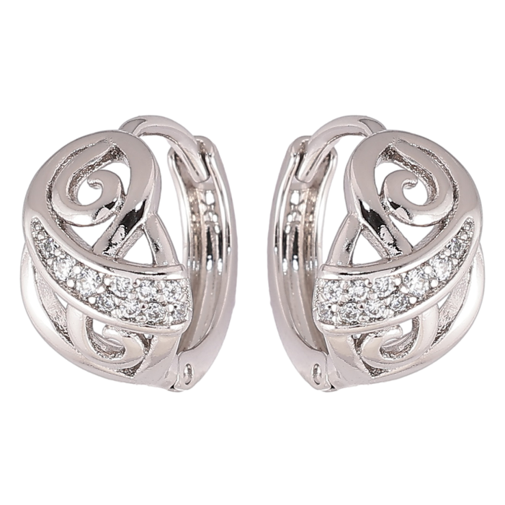 Серьги Xuping Родий колечки Вензельный узор с цирконием» фото №3 Серьги Xuping Родий колечки Вензельный узор с цирконием» фото №3