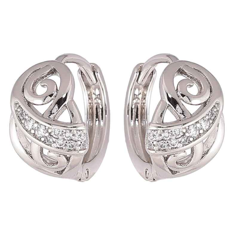 Сережки Xuping Родій колечка «Вензельний візерунок з цирконієм» фото №1 Сережки Xuping Родій колечка «Вензельний візерунок з цирконієм» фото №1