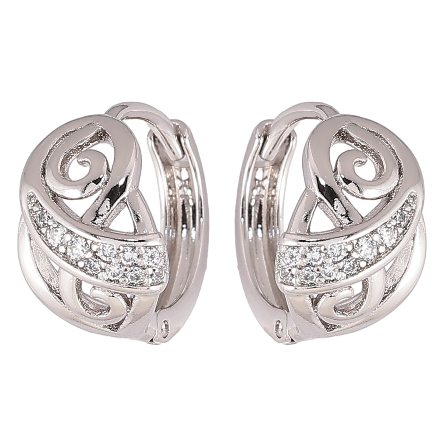 Сережки Xuping Родій колечка «Вензельний візерунок з цирконієм» фото №1 Сережки Xuping Родій колечка «Вензельний візерунок з цирконієм» фото №1