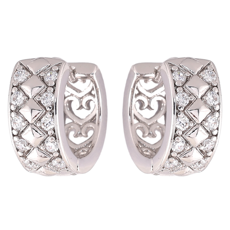 Серьги Xuping Родий колечки Ромбовый узор с цирконием» фото №4