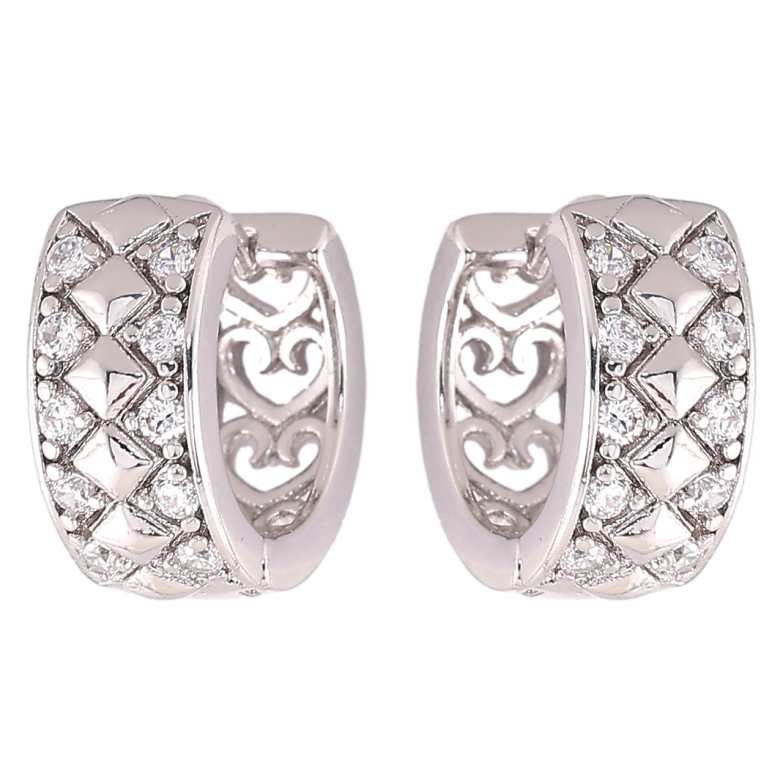 Сережки Xuping Родій колечка «Ромбовий візерунок з цирконієм» фото №1 Сережки Xuping Родій колечка «Ромбовий візерунок з цирконієм» фото №1