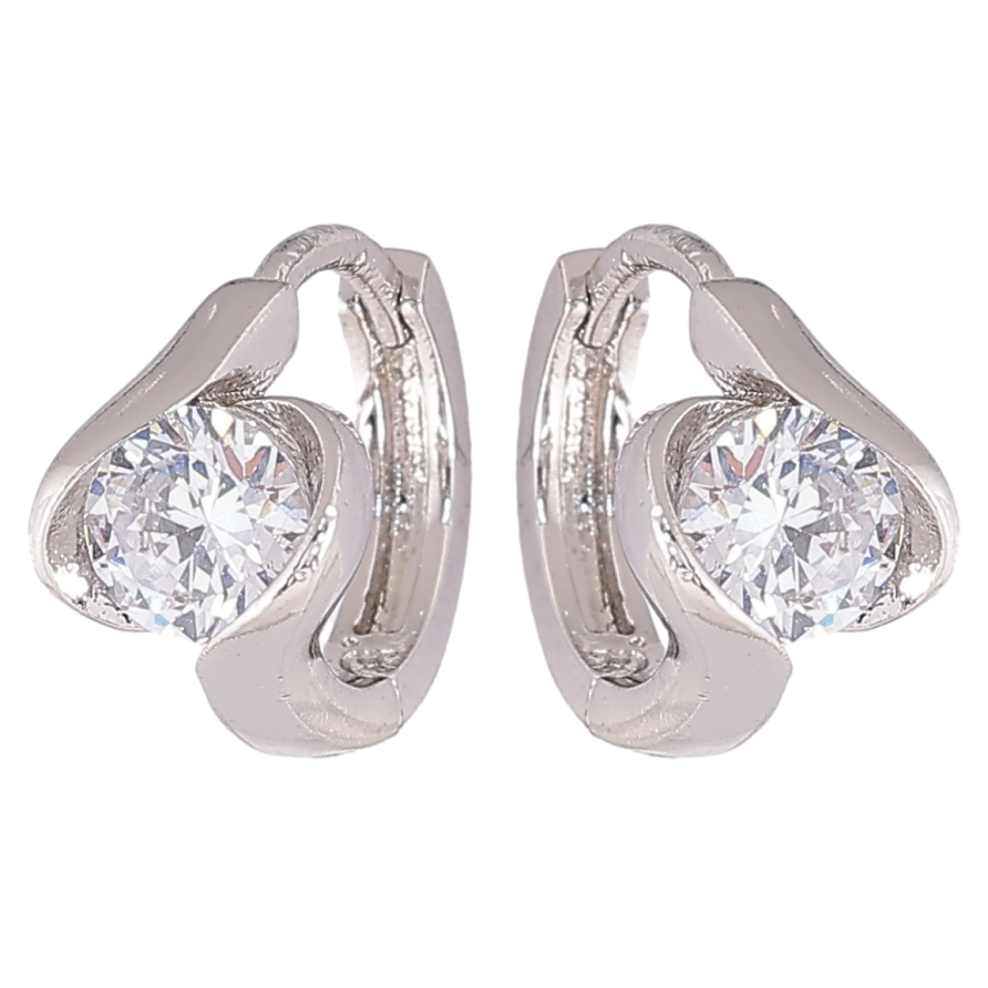 Серьги Xuping Родий колечки Фианиты в декоративной оправе» фото №1