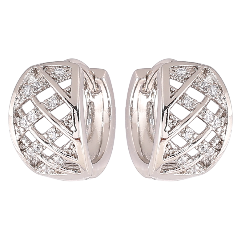 Серьги Xuping Родий колечки Узор с цирконием» фото №1