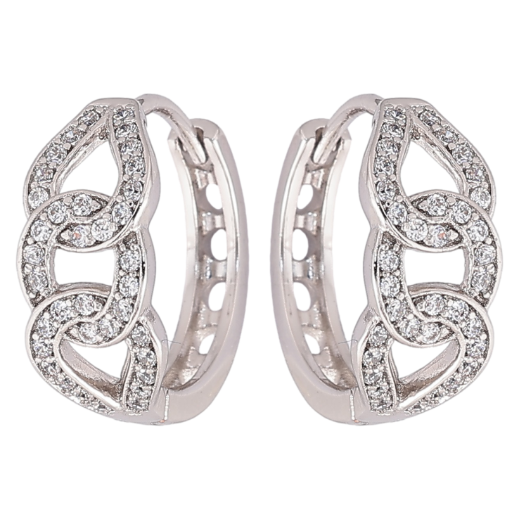 Серьги Xuping Родий колечки Узор цепочка с цирконием» фото №9