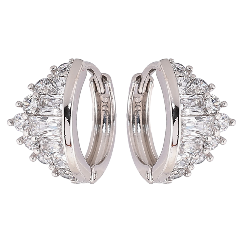 Сережки Xuping Родій колечка «Кришталева корона» фото №1 Сережки Xuping Родій колечка «Кришталева корона» фото №1