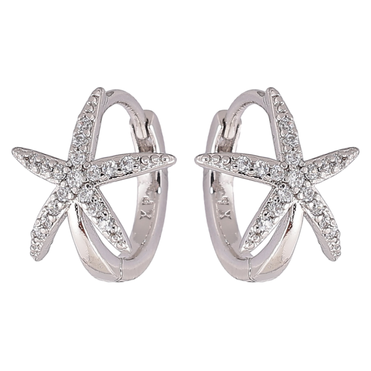 Серьги Xuping Родий колечки Морские звезды с цирконием» фото №8