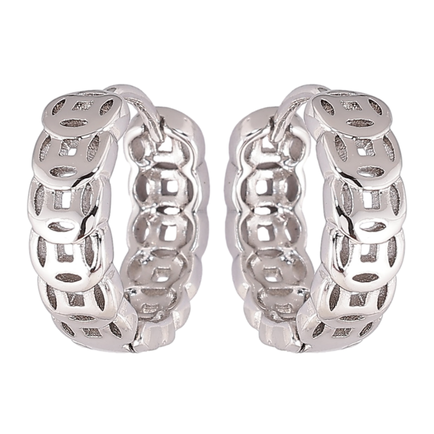 Серьги Xuping Родий колечки Резной узор фото №1