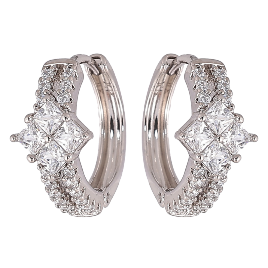 Серьги Xuping Родий колечки Инкрустация цирконием фото №1