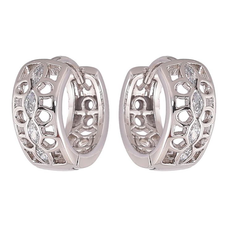 Серьги Xuping Родий колечки Резной узор с цирконием фото №6