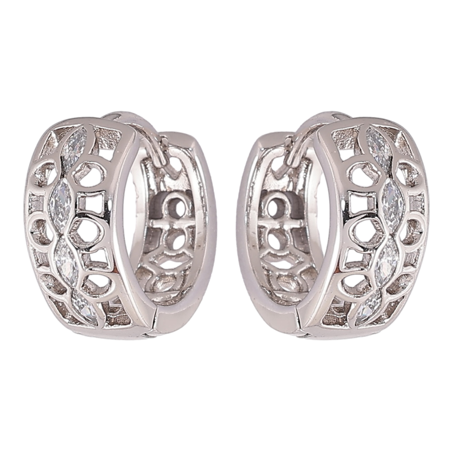 Серьги Xuping Родий колечки Резной узор с цирконием фото №1