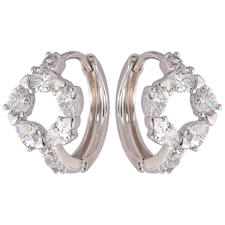 Серьги Xuping Родий колечки Веночки из кристаллов фото №2 Серьги Xuping Родий колечки Веночки из кристаллов фото №2