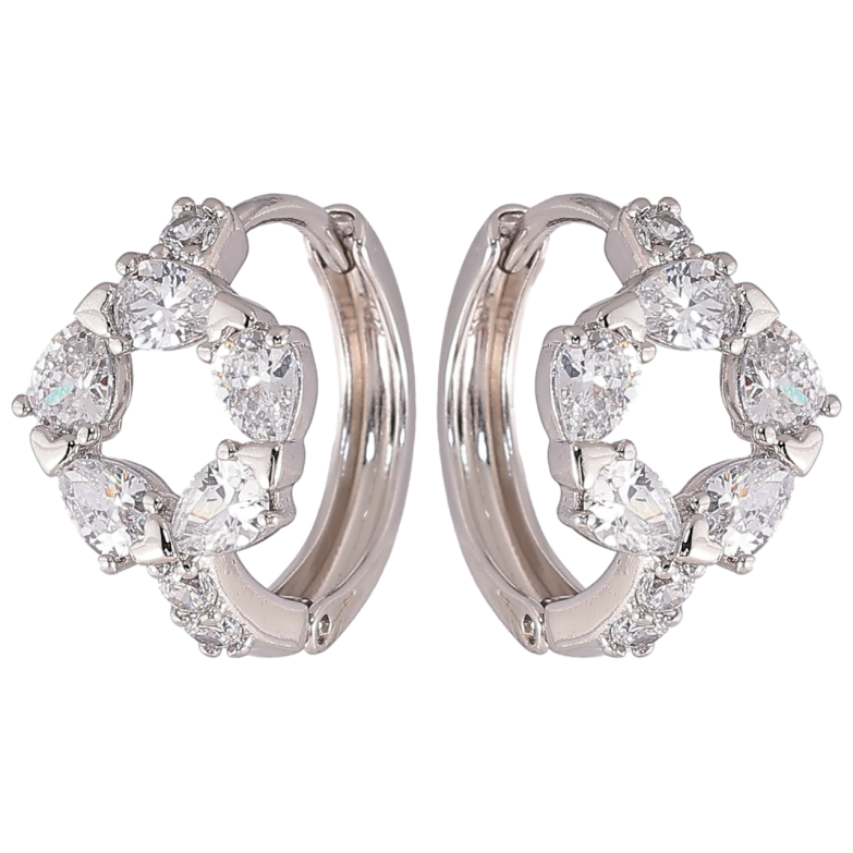 Серьги Xuping Родий колечки Веночки из кристаллов фото №3 Серьги Xuping Родий колечки Веночки из кристаллов фото №3