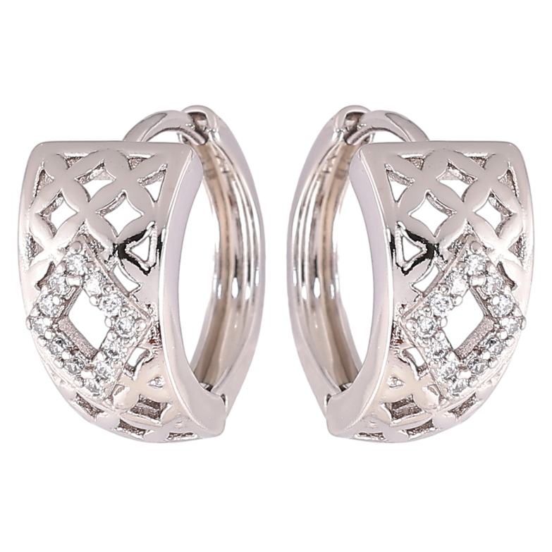 Сережки Xuping Родій колечка «Різьблений візерунок з цирконієм» фото №10 Сережки Xuping Родій колечка «Різьблений візерунок з цирконієм» фото №10