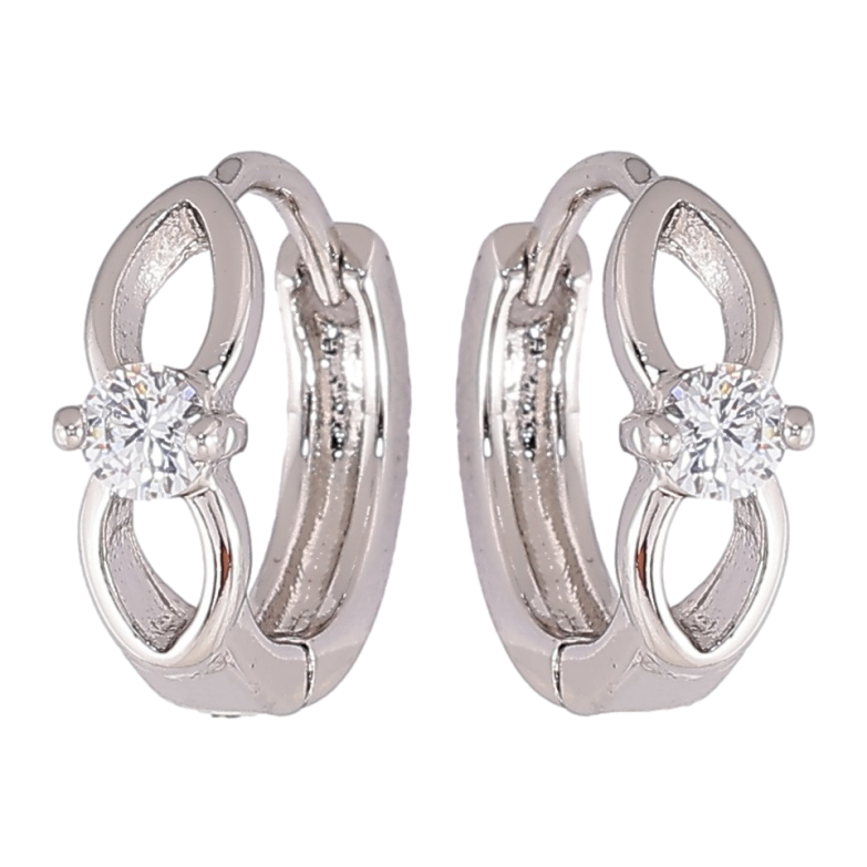 Сережки Xuping Родій колечка «Візерунок з фіанітами» фото №1 Сережки Xuping Родій колечка «Візерунок з фіанітами» фото №1