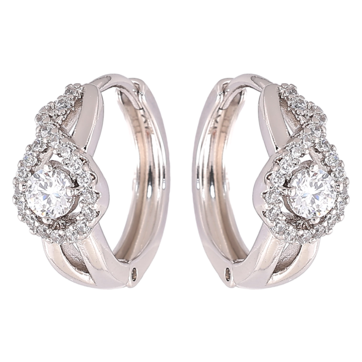 Серьги Xuping Родий колечки Узор с цирконием фото №17 Серьги Xuping Родий колечки Узор с цирконием фото №17