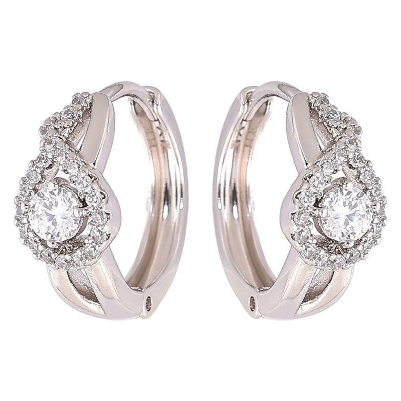 Серьги Xuping Родий колечки Узор с цирконием фото №1 Серьги Xuping Родий колечки Узор с цирконием фото №1