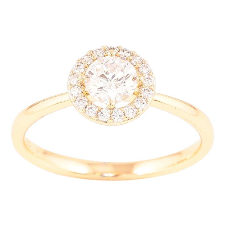 Кольцо Xuping Позолота 18K Фианит в обрамлении циркония фото №2