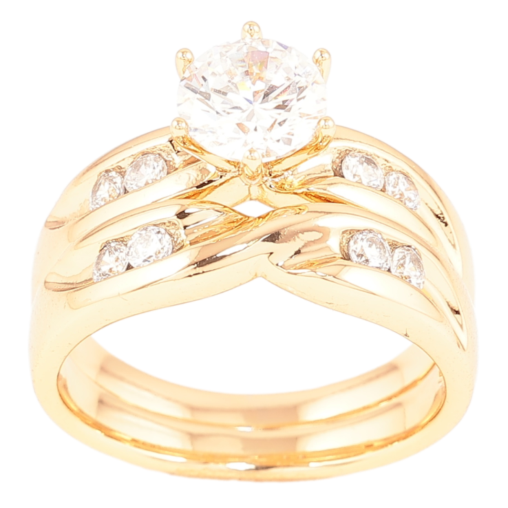 Кольцо Xuping Позолота 18K Двойное с фианитом и цирконием фото №6