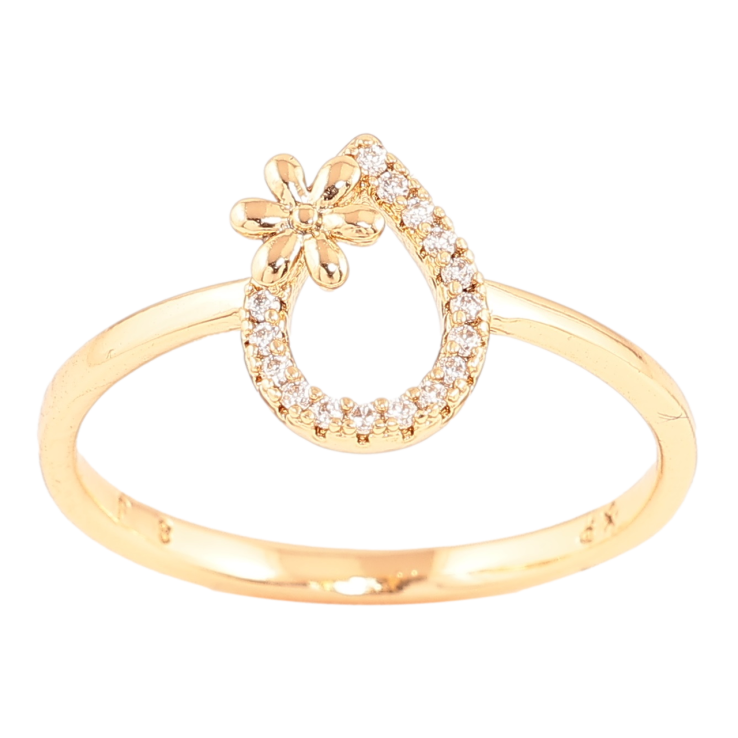 Кольцо Xuping Позолота 18K Капелька с цветочком и цирконием фото №22