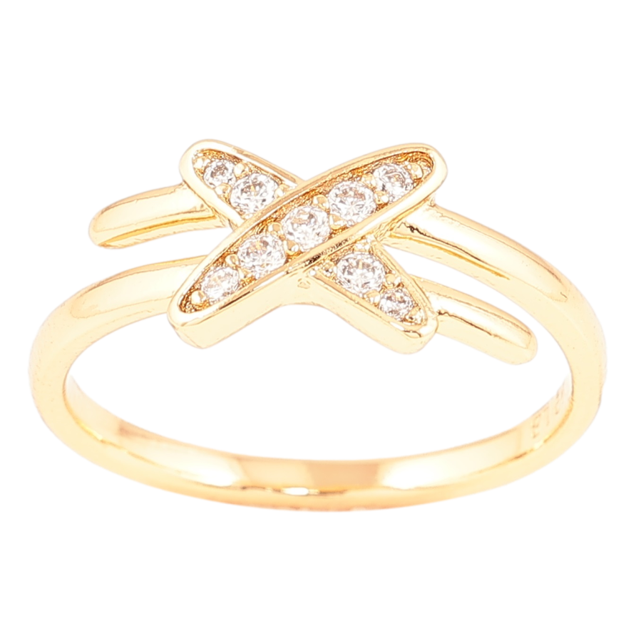 Кольцо Xuping Позолота 18K Крестик с цирконием фото №1