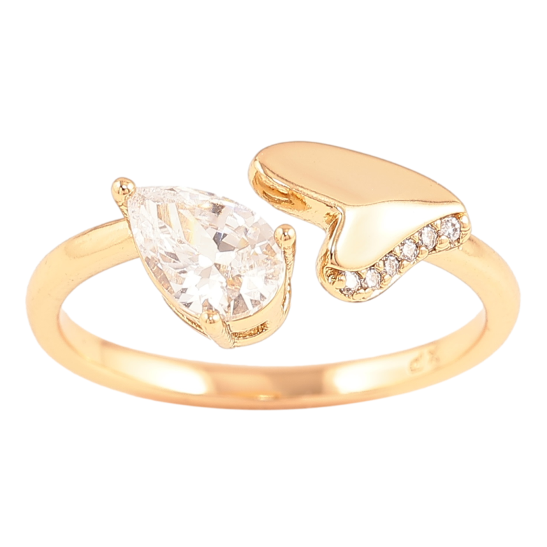 Каблучка Xuping Позолота 18K «Сердечко з кришталевою крапелькою» фото №1