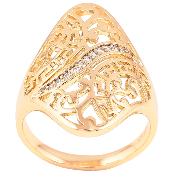 Кольцо Xuping Позолота 18K Резной узор с дорожкой циркония фото №15