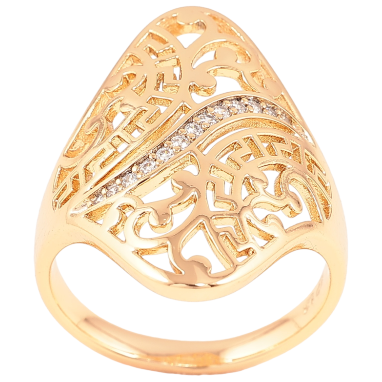 Кольцо Xuping Позолота 18K Резной узор с дорожкой циркония фото №1
