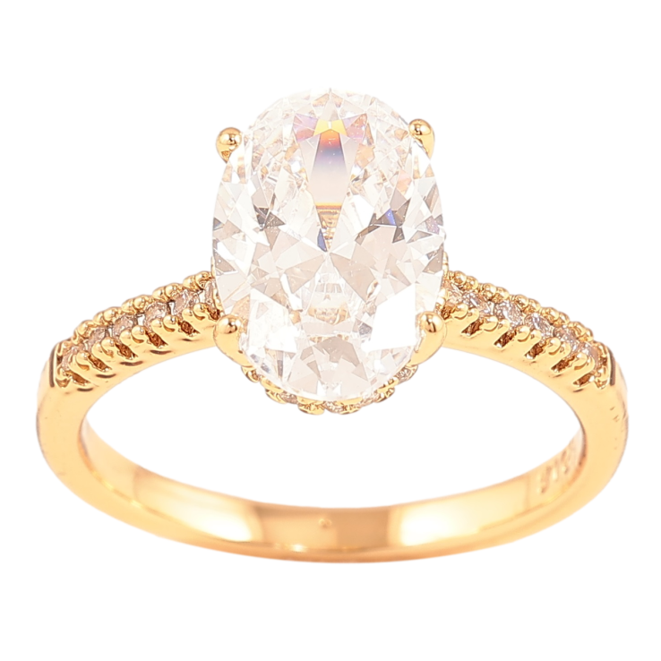 Кольцо Xuping Позолота 18K Фианит на дорожке циркония фото №11