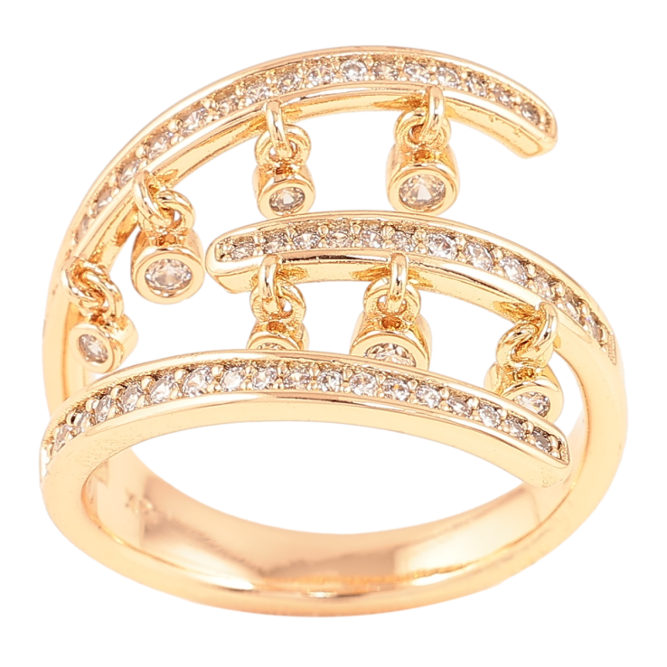 Кольцо Xuping Позолота 18K Декоративный узор с кристальными подвесками фото №12