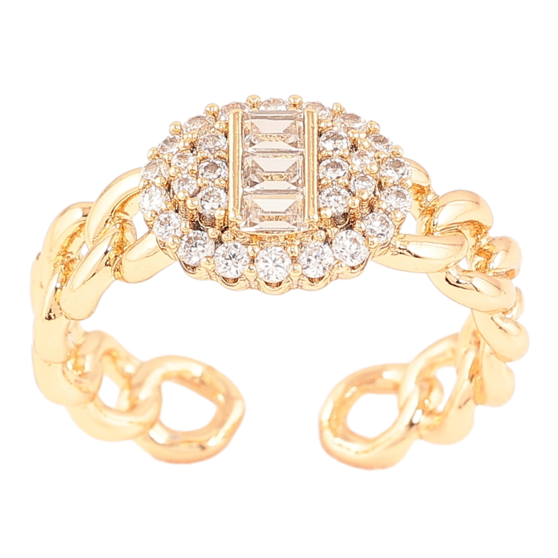 Кольцо Xuping Позолота 18K Узор цепочка с инкрустацией цирконием фото №4