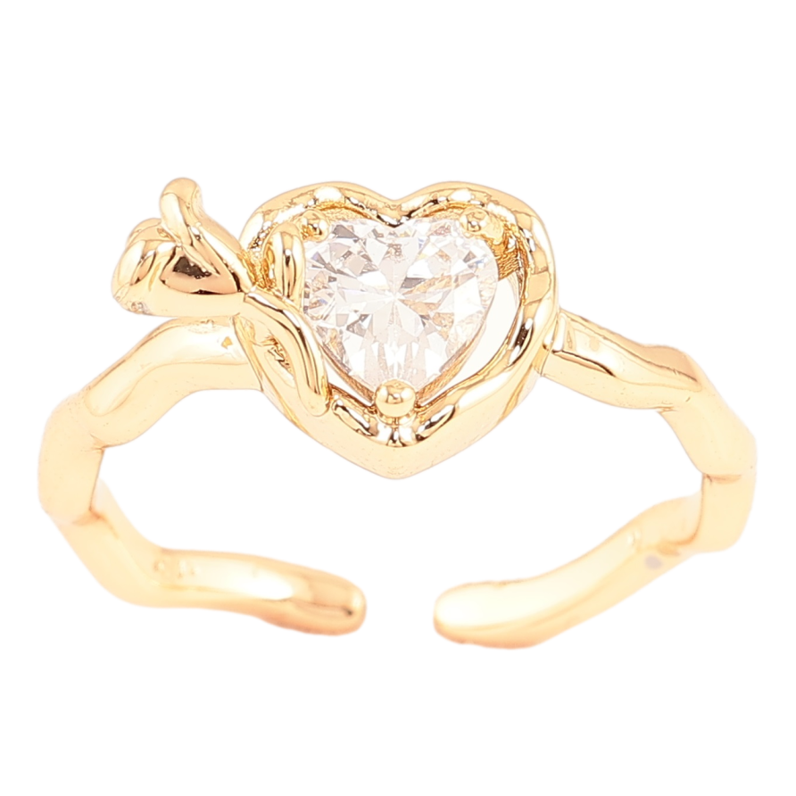 Кольцо Xuping Позолота 18K Кристальное сердечко с цветком фото №1