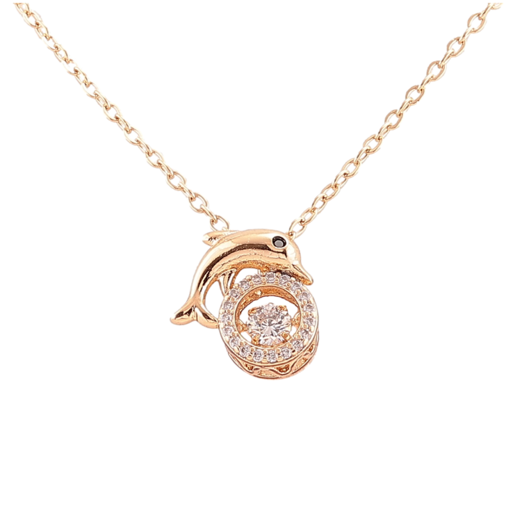 Підвіска на ланцюжку Xuping Позолота 18K «Дельфін з «танцюючим кристалом» довжина 42-46см х 1.5мм фото №21