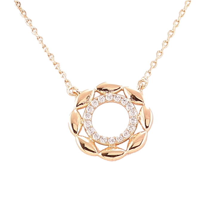 Підвіска на ланцюжку Xuping Позолота 18K «Декоративне колечко з цирконієм» довжина 40-45см х 1мм фото №2