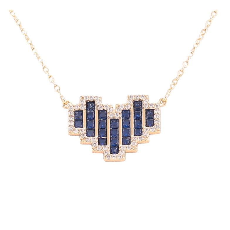 Підвіска на ланцюжку Xuping Позолота 18K «Серце з синіми фіанітами та цирконієм» довжина 44-49см х 1.5мм фото №1