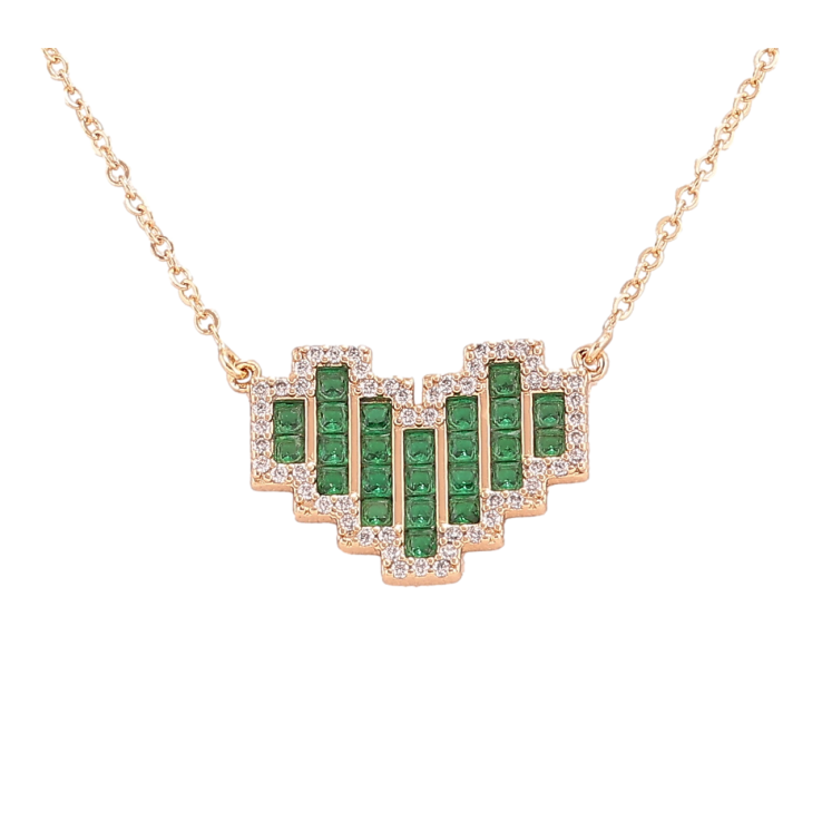 Підвіска на ланцюжку Xuping Позолота 18K «Серце з зеленими фіанітами та цирконієм» довжина 44-49см х 1.5мм фото №9