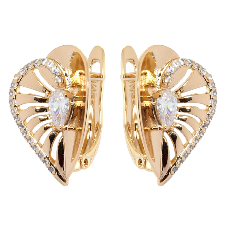 Серьги Xuping Позолота 18K английский замок Сердечки с цирконием фото №25