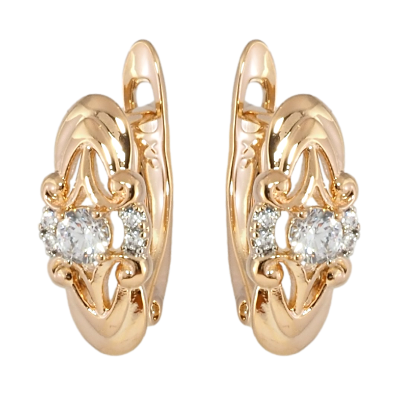 Серьги Xuping Позолота 18K английский замок Декоративный узор с цирконием фото №2