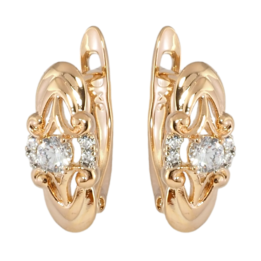 Серьги Xuping Позолота 18K английский замок Декоративный узор с цирконием фото №1