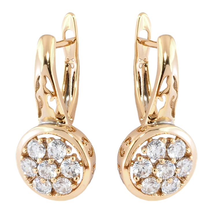 Серьги Xuping Позолота 18K английский замок Цветочный узор с цирконием фото №9