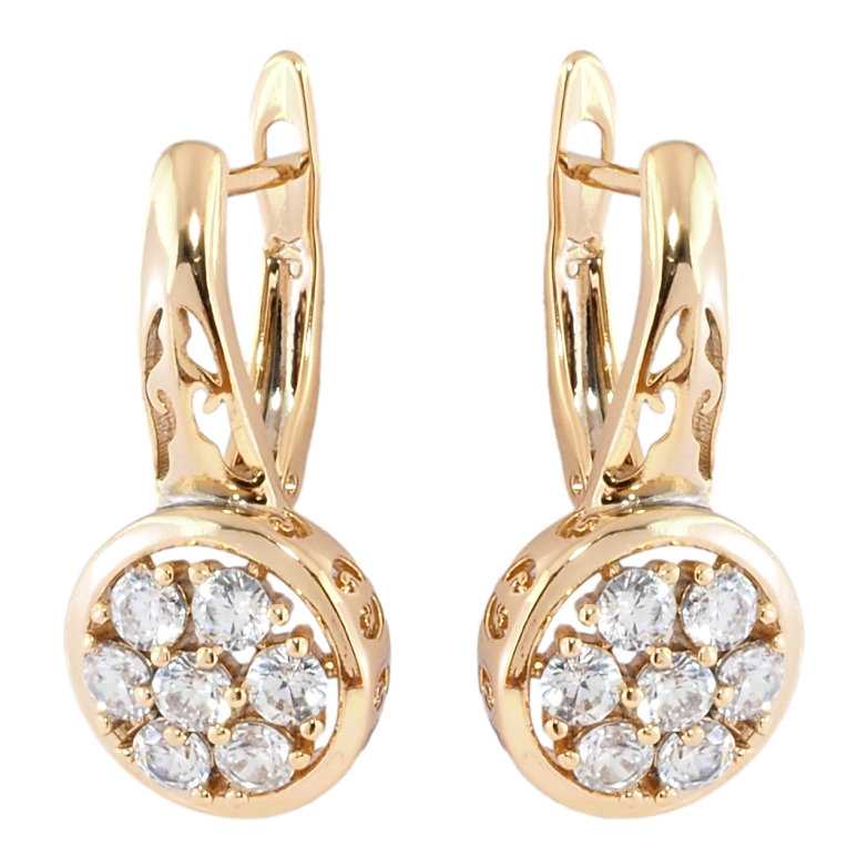 Серьги Xuping Позолота 18K английский замок Цветочный узор с цирконием фото №1